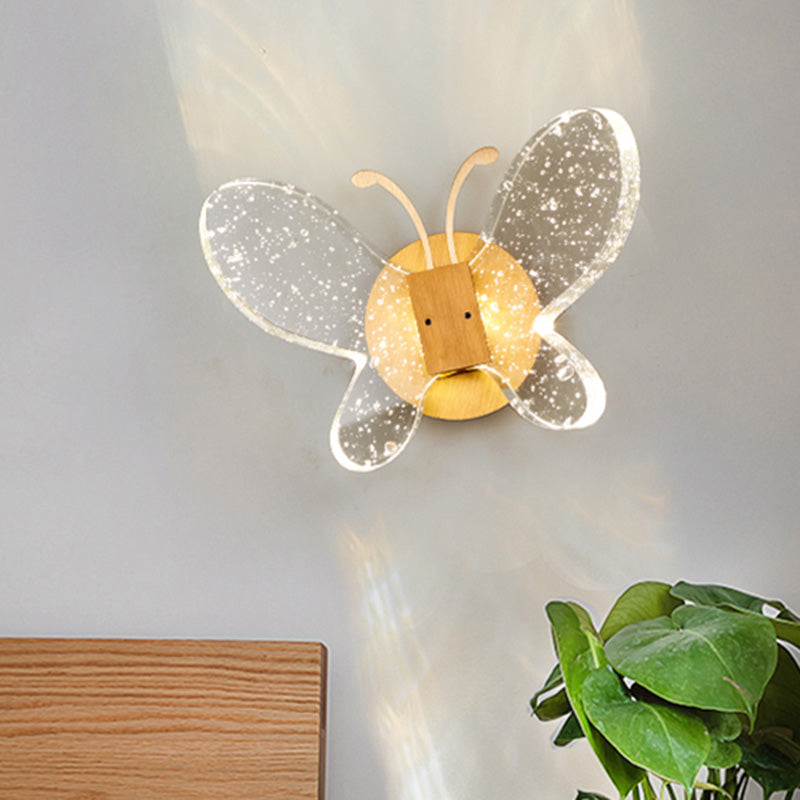 Modern Butterfly Bubble Crystal Sconce LED Wall Mounted Light Fixture in Gold for Bedroom Clearhalo 'Modern wall lights' 'Modern' 'Wall Lamps & Sconces' 'Wall Lights' Lighting' 328663