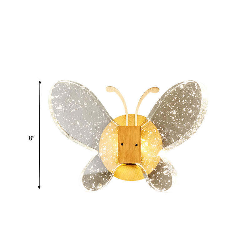 Modern Butterfly Bubble Crystal Sconce LED Wall Mounted Light Fixture in Gold for Bedroom Clearhalo 'Modern wall lights' 'Modern' 'Wall Lamps & Sconces' 'Wall Lights' Lighting' 328666