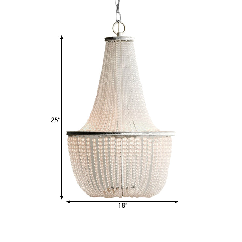 White Beaded Pendant Chandelier Rustic Style Crystal 3 Lights Bedroom Hanging Light Fixture Clearhalo 'Ceiling Lights' 'Chandeliers' Lighting' options 328671