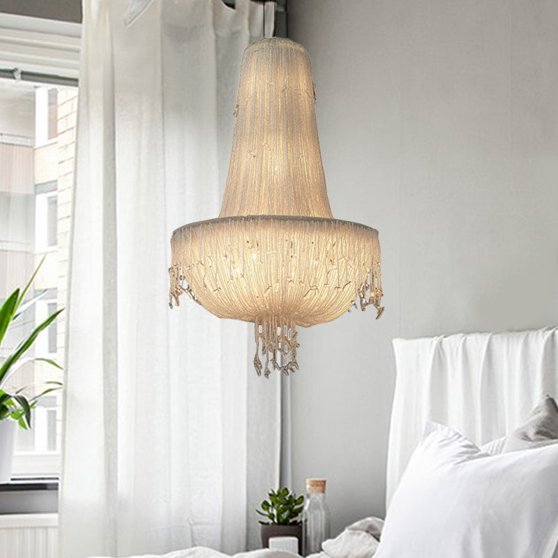 Crystal Basket Hanging Chandelier Rural 6 Lights Pendant Lighting Fixture in White White Clearhalo 'Ceiling Lights' 'Chandeliers' Lighting' options 328682_dd9b3363-a33e-46c1-bd53-a7f3b424dccc