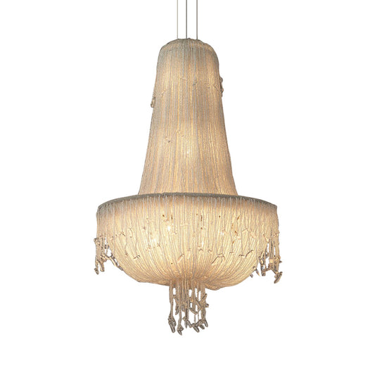 Crystal Basket Hanging Chandelier Rural 6 Lights Pendant Lighting Fixture in White Clearhalo 'Ceiling Lights' 'Chandeliers' Lighting' options 328685