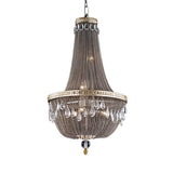 Crystal Silver Ceiling Chandelier Basket Shaped 6 Lights Lodge Pendant Light Fixture Clearhalo 'Ceiling Lights' 'Chandeliers' Lighting' options 328692