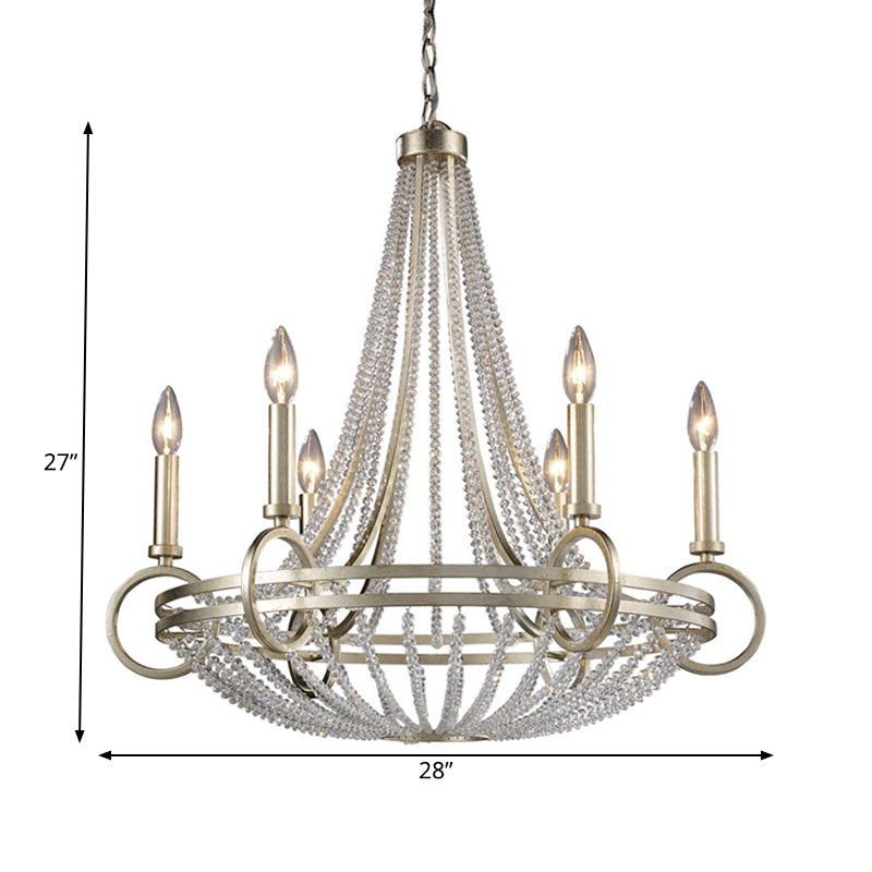 6 Lights Candle-Style Chandelier Traditional Metallic Down Lighting Pendant for Kitchen Clearhalo 'Ceiling Lights' 'Chandeliers' Lighting' options 328698