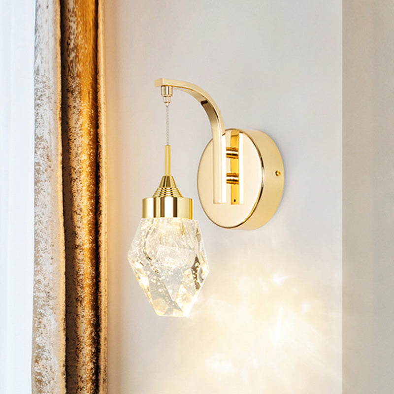 Geometric Living Room Sconce Light Vintage Bubble Crystal LED Gold Wall Lighting Fixture for Bedroom Clearhalo 'Wall Lamps & Sconces' 'Wall Lights' Lighting' 328701