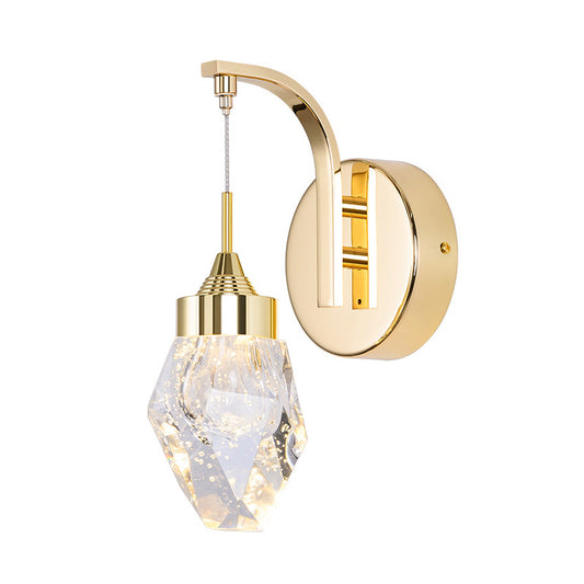 Geometric Living Room Sconce Light Vintage Bubble Crystal LED Gold Wall Lighting Fixture for Bedroom Clearhalo 'Wall Lamps & Sconces' 'Wall Lights' Lighting' 328702