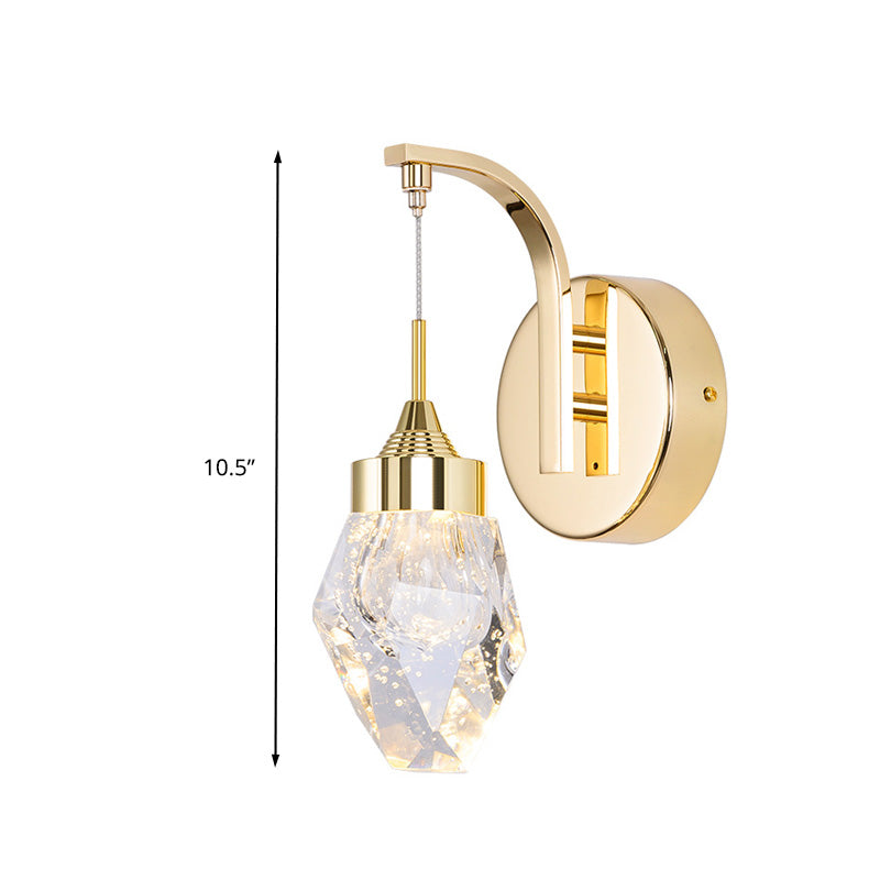 Geometric Living Room Sconce Light Vintage Bubble Crystal LED Gold Wall Lighting Fixture for Bedroom Clearhalo 'Wall Lamps & Sconces' 'Wall Lights' Lighting' 328703