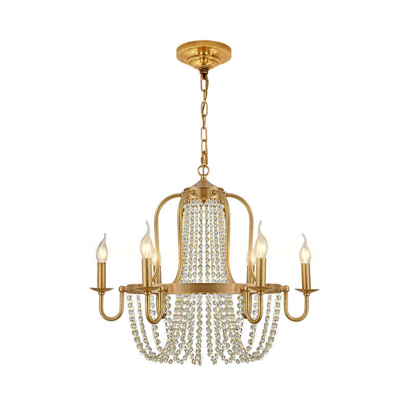 4/6 Lights Chandelier Light Minimalism Candlestick Crystal Hanging Lamp Kit in Gold for Bedroom Clearhalo 'Ceiling Lights' 'Chandeliers' Lighting' options 328751