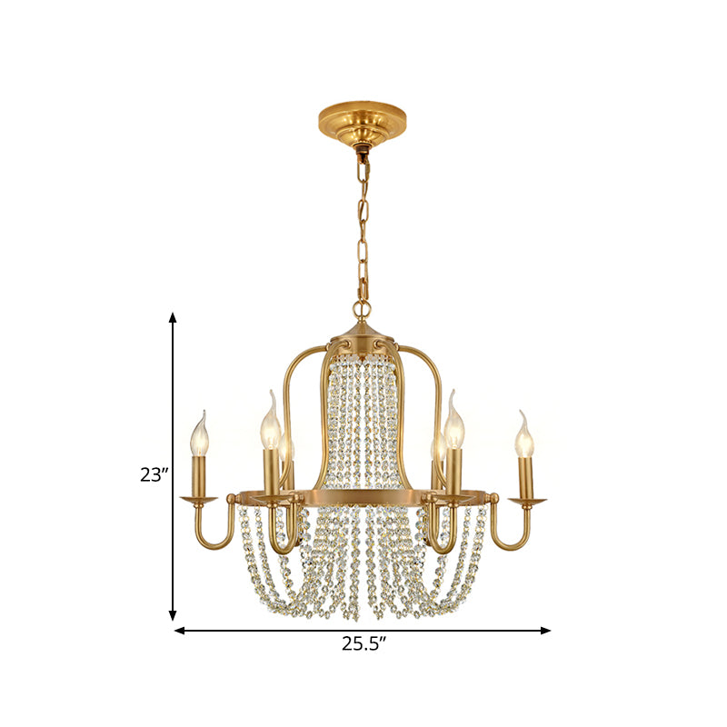 4/6 Lights Chandelier Light Minimalism Candlestick Crystal Hanging Lamp Kit in Gold for Bedroom Clearhalo 'Ceiling Lights' 'Chandeliers' Lighting' options 328752