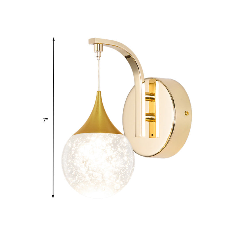 Gold LED Wall Mount Lamp Retro Crystal Sphere Wall Sconce Lighting for Living Room Clearhalo 'Wall Lamps & Sconces' 'Wall Lights' Lighting' 328765