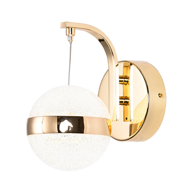 Gold LED Wall Mount Lamp Retro Crystal Sphere Wall Sconce Lighting for Living Room Clearhalo 'Wall Lamps & Sconces' 'Wall Lights' Lighting' 328768