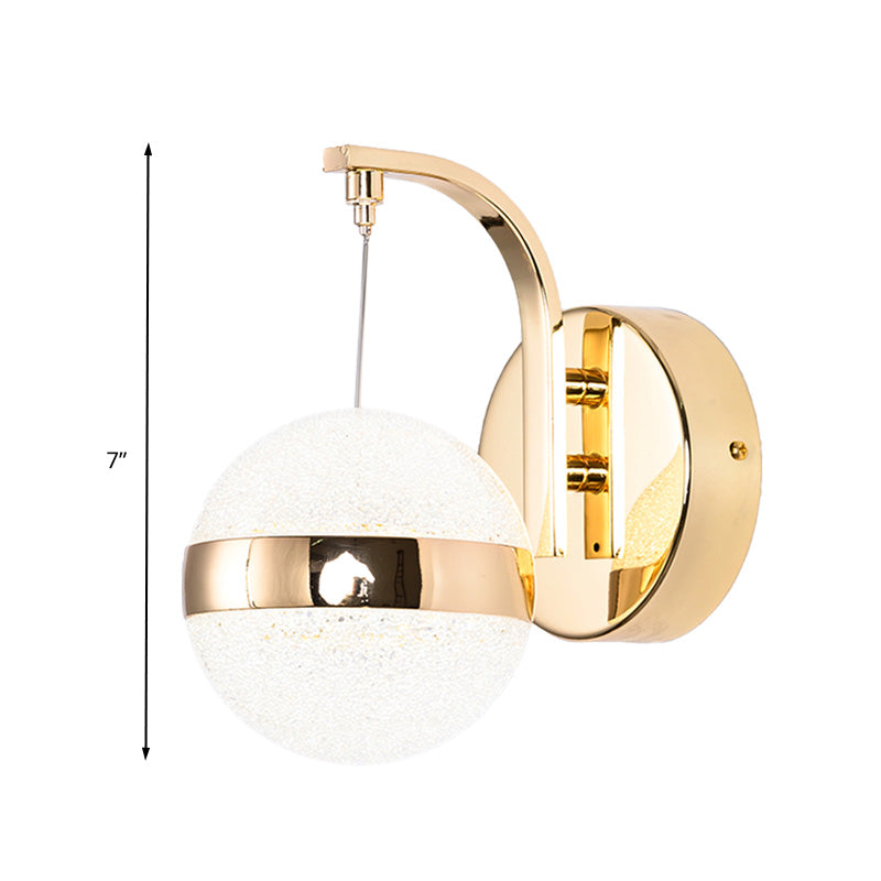 Gold LED Wall Mount Lamp Retro Crystal Sphere Wall Sconce Lighting for Living Room Clearhalo 'Wall Lamps & Sconces' 'Wall Lights' Lighting' 328769