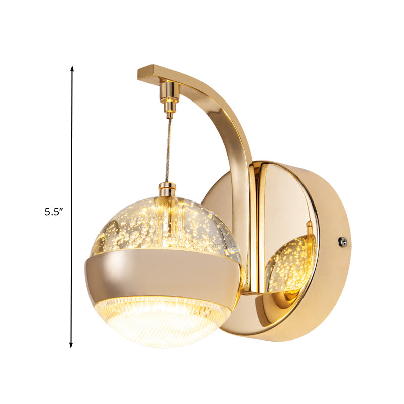 Bubble Crystal Globe Wall Lamp Minimalist 1/2-Bulb LED Bedroom Sconce Light Fixture in Gold Clearhalo 'Wall Lamps & Sconces' 'Wall Lights' Lighting' 328820