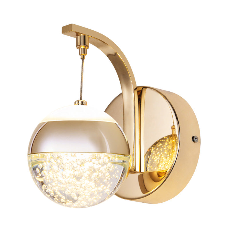 Bubble Crystal Globe Wall Lamp Minimalist 1/2-Bulb LED Bedroom Sconce Light Fixture in Gold 1.0 Gold B Clearhalo 'Wall Lamps & Sconces' 'Wall Lights' Lighting' 328824