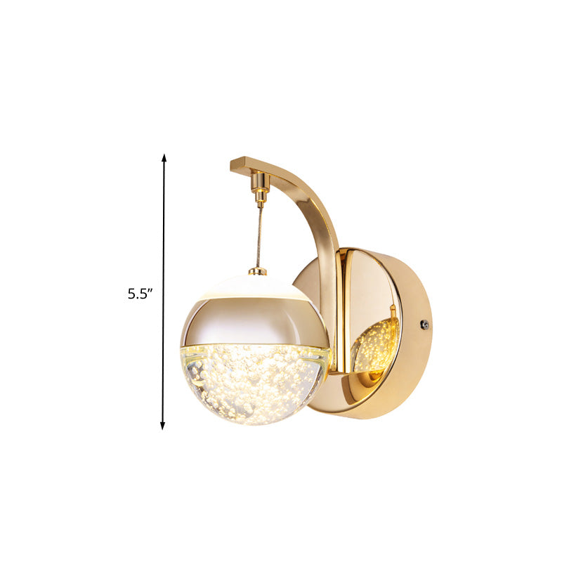 Bubble Crystal Globe Wall Lamp Minimalist 1/2-Bulb LED Bedroom Sconce Light Fixture in Gold Clearhalo 'Wall Lamps & Sconces' 'Wall Lights' Lighting' 328825