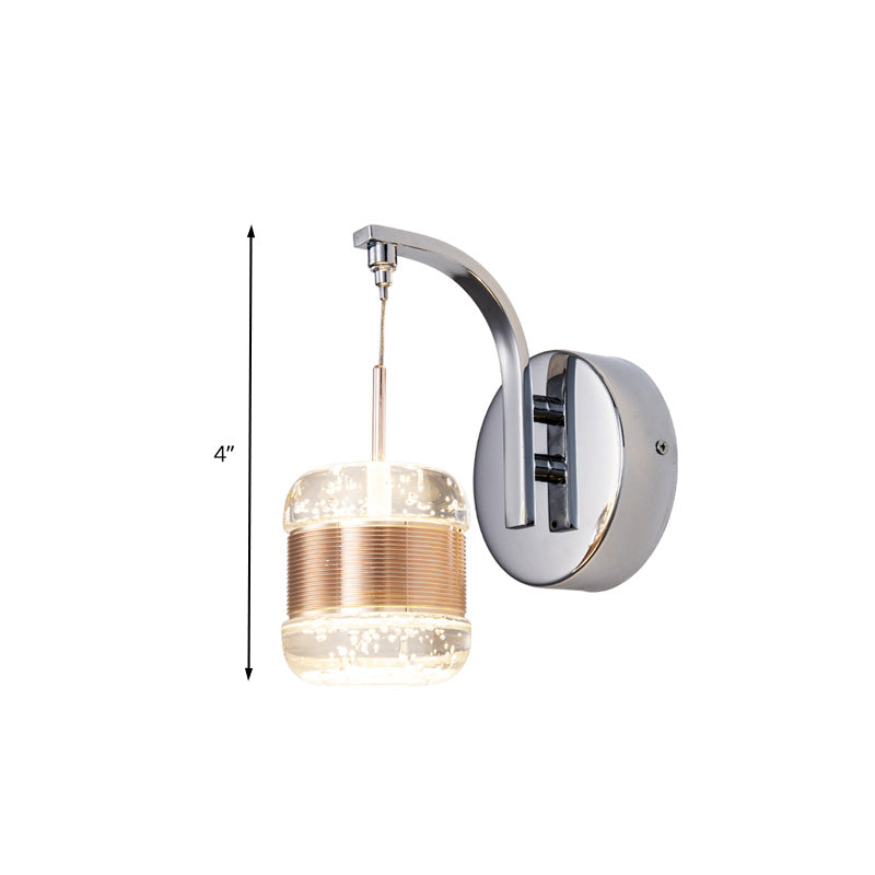 Traditionalism Drum Wall Mount Lamp LED Bubble Crystal Wall Sconce Lighting in Gold for Bedroom Clearhalo 'Wall Lamps & Sconces' 'Wall Lights' Lighting' 328839