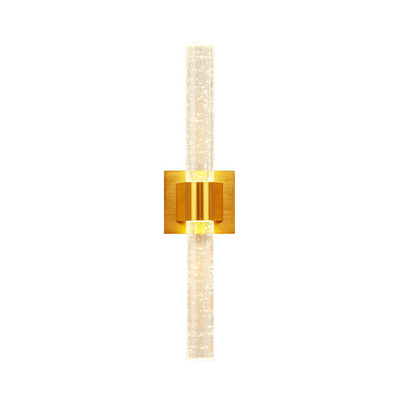 Linear Bedroom Wall Light Sconce Traditional Clear Bubble Crystal 1/2 Heads Gold LED Wall Lighting Fixture Clearhalo 'Wall Lamps & Sconces' 'Wall Lights' Lighting' 328877