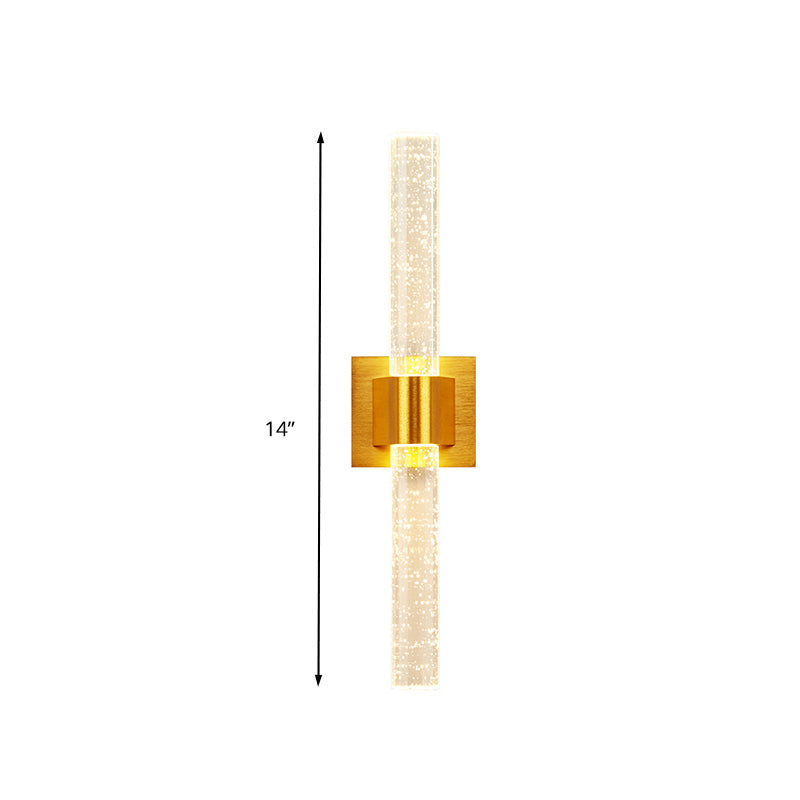 Linear Bedroom Wall Light Sconce Traditional Clear Bubble Crystal 1/2 Heads Gold LED Wall Lighting Fixture Clearhalo 'Wall Lamps & Sconces' 'Wall Lights' Lighting' 328878