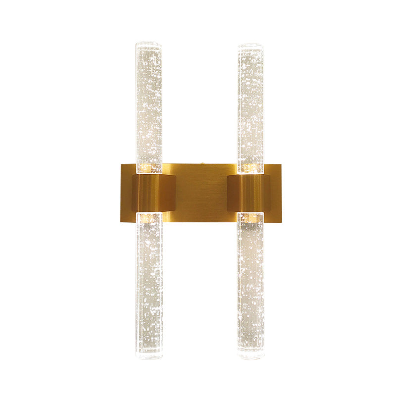 Linear Bedroom Wall Light Sconce Traditional Clear Bubble Crystal 1/2 Heads Gold LED Wall Lighting Fixture Clearhalo 'Wall Lamps & Sconces' 'Wall Lights' Lighting' 328880