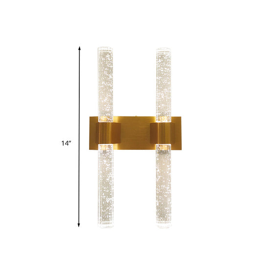 Linear Bedroom Wall Light Sconce Traditional Clear Bubble Crystal 1/2 Heads Gold LED Wall Lighting Fixture Clearhalo 'Wall Lamps & Sconces' 'Wall Lights' Lighting' 328881