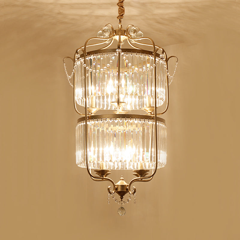 Minimalism Candelabra Ceiling Chandelier 6/8 Lights Crystal Pendant Light Fixture in Gold/Light Gold for Living Room Clearhalo 'Ceiling Lights' 'Chandeliers' Lighting' options 328889