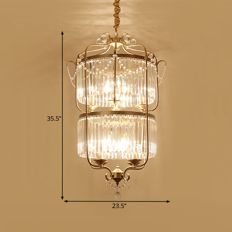 Minimalism Candelabra Ceiling Chandelier 6/8 Lights Crystal Pendant Light Fixture in Gold/Light Gold for Living Room Clearhalo 'Ceiling Lights' 'Chandeliers' Lighting' options 328890