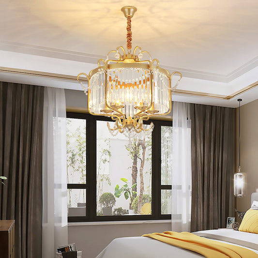 Minimalism Candelabra Ceiling Chandelier 6/8 Lights Crystal Pendant Light Fixture in Gold/Light Gold for Living Room Clearhalo 'Ceiling Lights' 'Chandeliers' Lighting' options 328891