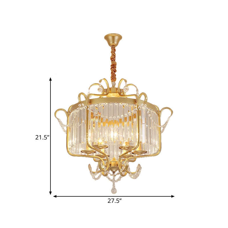 Minimalism Candelabra Ceiling Chandelier 6/8 Lights Crystal Pendant Light Fixture in Gold/Light Gold for Living Room Clearhalo 'Ceiling Lights' 'Chandeliers' Lighting' options 328893