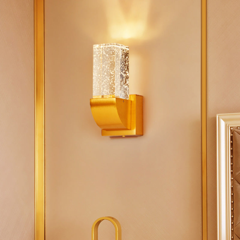 Bubble Crystal Brown/Gold Wall Lighting Rectangular LED Traditional Wall Sconce Light for Bedroom Clearhalo 'Wall Lamps & Sconces' 'Wall Lights' Lighting' 328927