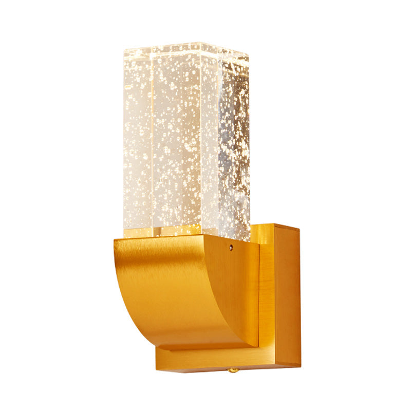 Bubble Crystal Brown/Gold Wall Lighting Rectangular LED Traditional Wall Sconce Light for Bedroom Clearhalo 'Wall Lamps & Sconces' 'Wall Lights' Lighting' 328929