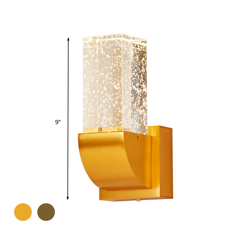 Bubble Crystal Brown/Gold Wall Lighting Rectangular LED Traditional Wall Sconce Light for Bedroom Clearhalo 'Wall Lamps & Sconces' 'Wall Lights' Lighting' 328930