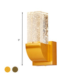 Bubble Crystal Brown/Gold Wall Lighting Rectangular LED Traditional Wall Sconce Light for Bedroom Clearhalo 'Wall Lamps & Sconces' 'Wall Lights' Lighting' 328930