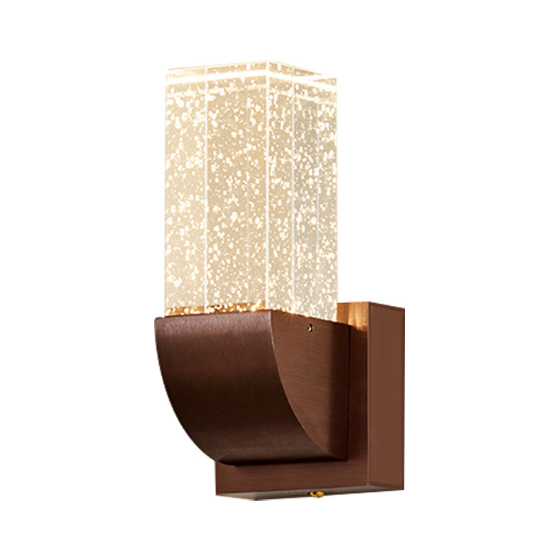 Bubble Crystal Brown/Gold Wall Lighting Rectangular LED Traditional Wall Sconce Light for Bedroom Clearhalo 'Wall Lamps & Sconces' 'Wall Lights' Lighting' 328932