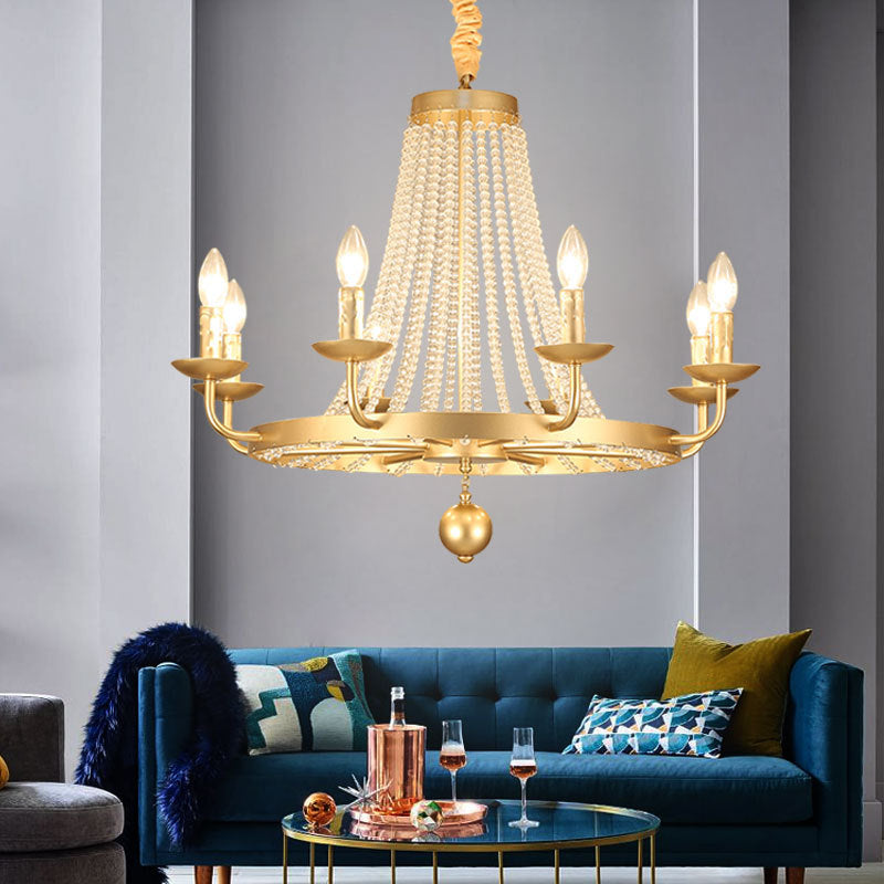 Metal Gold Ceiling Chandelier Candelabra 6/8/10 Lights Traditional-Style Hanging Light Fixture 8 Gold Clearhalo 'Ceiling Lights' 'Chandeliers' Lighting' options 328933_b56843d6-57be-434f-b238-b6c3c4bbbfa8