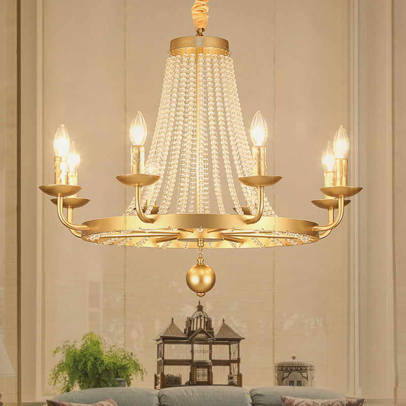 Metal Gold Ceiling Chandelier Candelabra 6/8/10 Lights Traditional-Style Hanging Light Fixture Clearhalo 'Ceiling Lights' 'Chandeliers' Lighting' options 328934