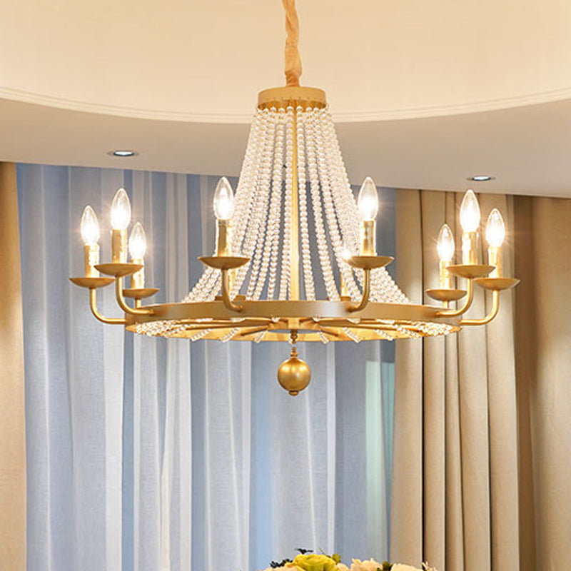 Metal Gold Ceiling Chandelier Candelabra 6/8/10 Lights Traditional-Style Hanging Light Fixture Clearhalo 'Ceiling Lights' 'Chandeliers' Lighting' options 328941