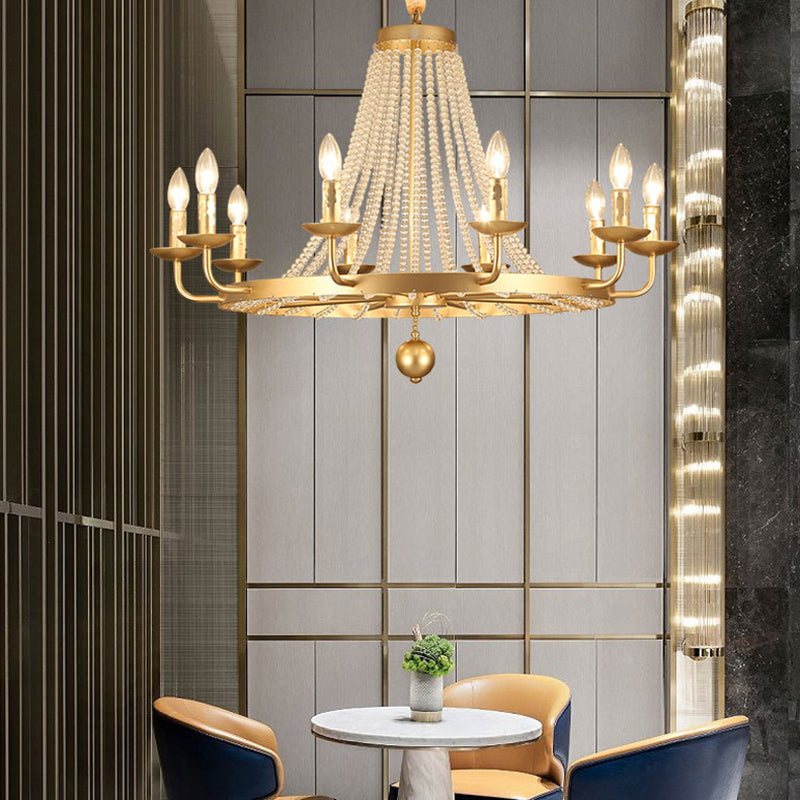 Metal Gold Ceiling Chandelier Candelabra 6/8/10 Lights Traditional-Style Hanging Light Fixture Clearhalo 'Ceiling Lights' 'Chandeliers' Lighting' options 328942