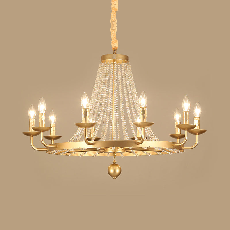 Metal Gold Ceiling Chandelier Candelabra 6/8/10 Lights Traditional-Style Hanging Light Fixture Clearhalo 'Ceiling Lights' 'Chandeliers' Lighting' options 328943