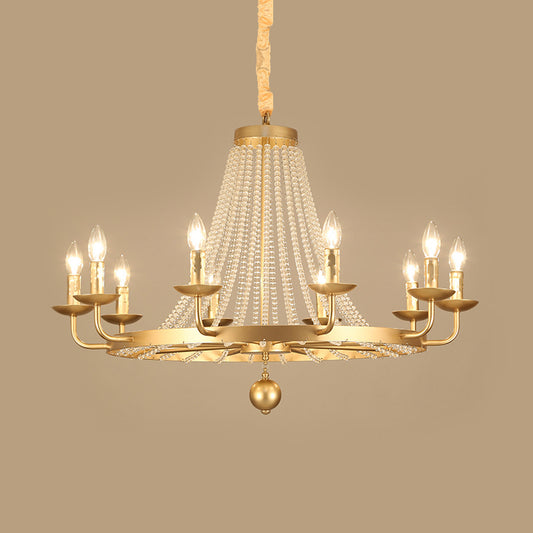 Metal Gold Ceiling Chandelier Candelabra 6/8/10 Lights Traditional-Style Hanging Light Fixture Clearhalo 'Ceiling Lights' 'Chandeliers' Lighting' options 328943