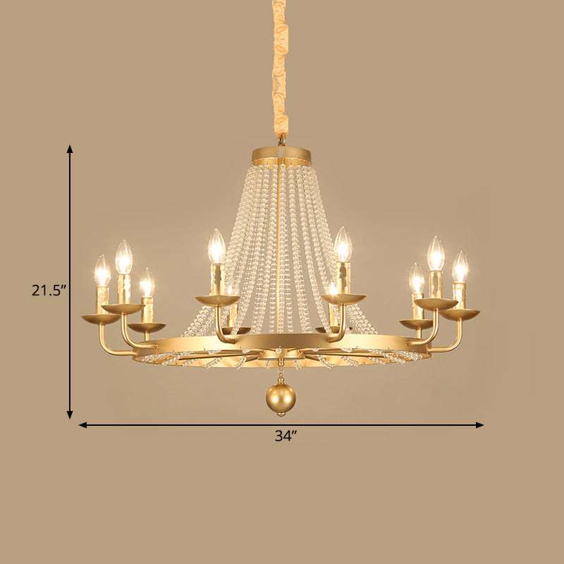 Metal Gold Ceiling Chandelier Candelabra 6/8/10 Lights Traditional-Style Hanging Light Fixture Clearhalo 'Ceiling Lights' 'Chandeliers' Lighting' options 328944