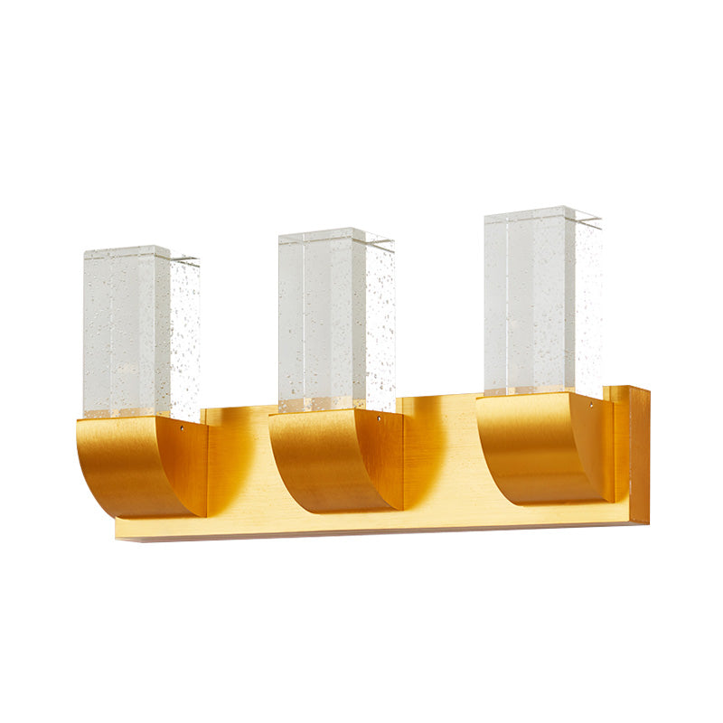 Minimalism Rectangular Wall Mount Lamp 2/3 Bulbs Bubble Crystal LED Wall Sconce Light in Gold Clearhalo 'Wall Lamps & Sconces' 'Wall Lights' Lighting' 328953