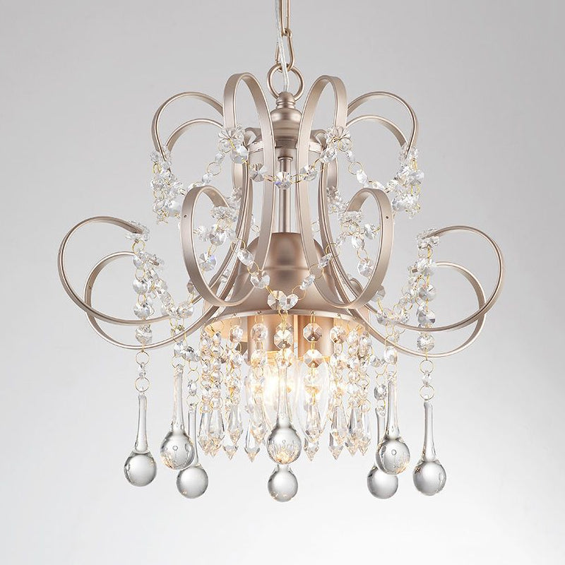 Crystal Swooping Arm Ceiling Chandelier Simple 3 Lights Living Room Pendant Light Fixture in Champagne Champagne Clearhalo 'Ceiling Lights' 'Chandeliers' Lighting' options 328980_f37a3f16-cf43-4508-8961-ba0ca65cadee