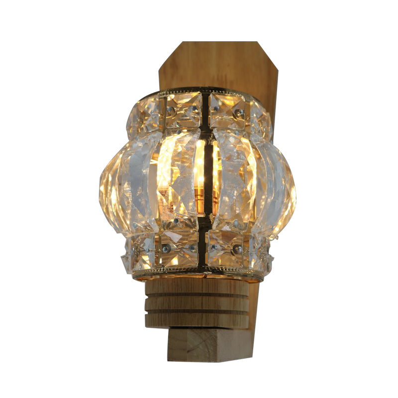 Square/Globe Clear Crystal Sconce Light Minimalist 1 Head Living Room Wall Lighting Fixture Clear Globe Clearhalo 'Wall Lamps & Sconces' 'Wall Lights' Lighting' 329005