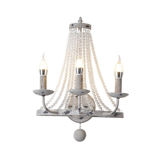 Crystal Bead Nickle Wall Lamp Candlestick 2/3 Bulbs Traditional Wall Lighting Fixture Clearhalo 'Wall Lamps & Sconces' 'Wall Lights' Lighting' 329076