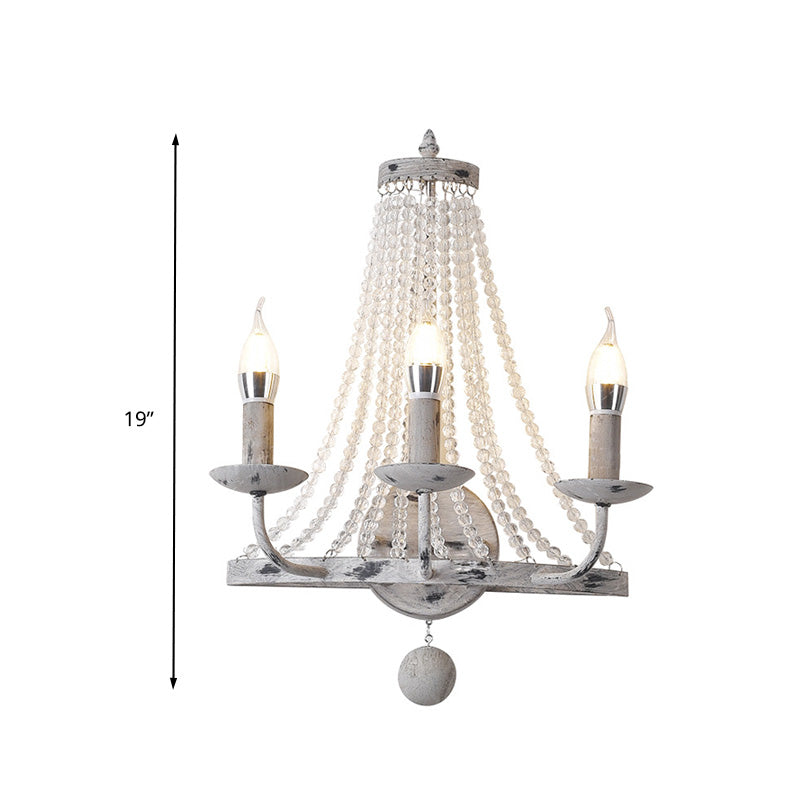 Crystal Bead Nickle Wall Lamp Candlestick 2/3 Bulbs Traditional Wall Lighting Fixture Clearhalo 'Wall Lamps & Sconces' 'Wall Lights' Lighting' 329077