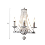 Crystal Bead Nickle Wall Lamp Candlestick 2/3 Bulbs Traditional Wall Lighting Fixture Clearhalo 'Wall Lamps & Sconces' 'Wall Lights' Lighting' 329077