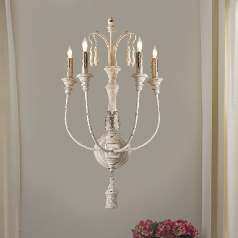 Wood Grey/White Wall Lighting Idea Candlestick 3/4 Lights Traditional Sconce Light Fixture Clearhalo 'Wall Lamps & Sconces' 'Wall Lights' Lighting' 329279