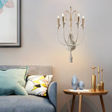 Wood Grey/White Wall Lighting Idea Candlestick 3/4 Lights Traditional Sconce Light Fixture Clearhalo 'Wall Lamps & Sconces' 'Wall Lights' Lighting' 329280