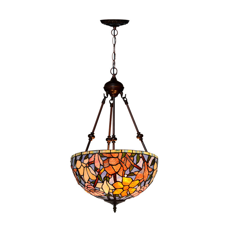 Petal Chandelier Lighting Fixture 2 Lights Cut Glass Victorian Ceiling Light in Red/Pink/Purple for Bedroom Purple Clearhalo 'Ceiling Lights' 'Chandeliers' 'Industrial' 'Middle Century Chandeliers' 'Tiffany Chandeliers' 'Tiffany close to ceiling' 'Tiffany' Lighting' 329344