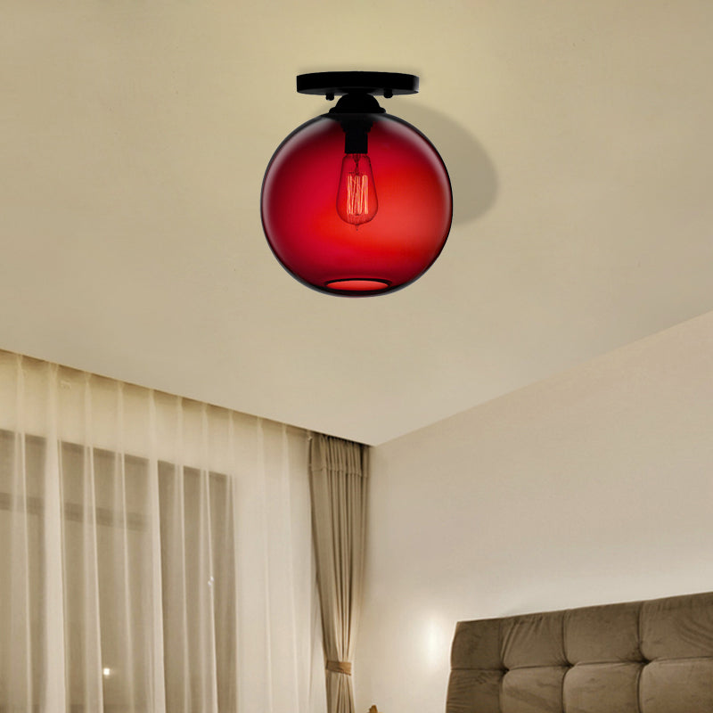 Red/Sky Blue/Amber/Dark Smoke/Coffee Orbit Ceiling Light Fixture Contemporary Glass 1 Head Indoor Ceiling Flush Mount Red Clearhalo 'Ceiling Lights' 'Close To Ceiling Lights' 'Close to ceiling' 'Flush mount' Lighting' 330499