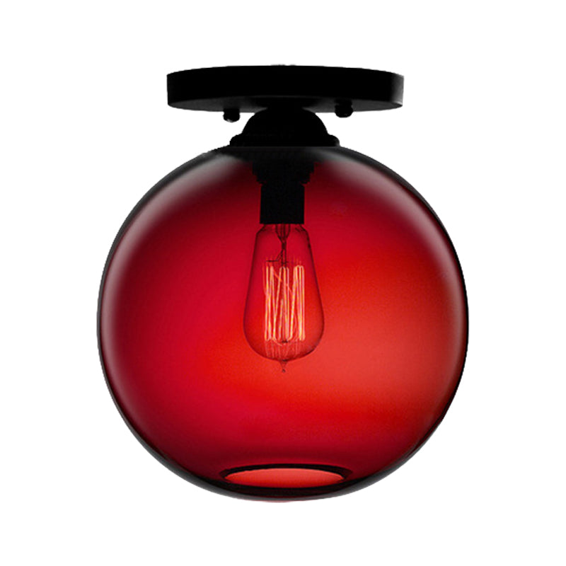 Red/Sky Blue/Amber/Dark Smoke/Coffee Orbit Ceiling Light Fixture Contemporary Glass 1 Head Indoor Ceiling Flush Mount Clearhalo 'Ceiling Lights' 'Close To Ceiling Lights' 'Close to ceiling' 'Flush mount' Lighting' 330501